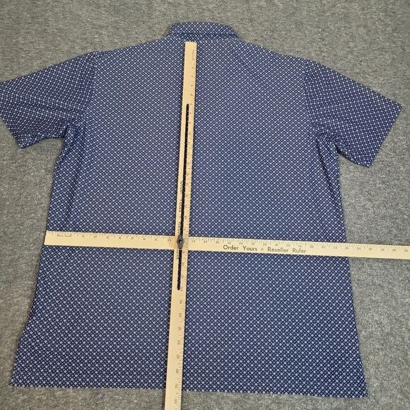 Peter Millar Golf Polo Shirt Mens 2XL Purple Geometric Pattern BlueJack National - Picture 7 of 11